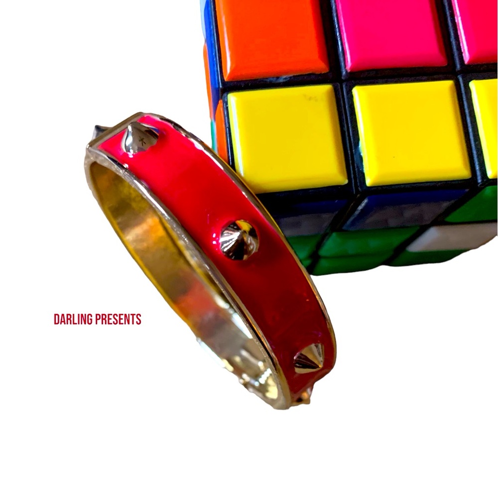 Acrylic Gold Studs Hinge Bracelet Women Color Red